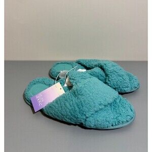 Stars Above Women's Paris Crossband Faux Fur Slippers Green Extra Large 11/12